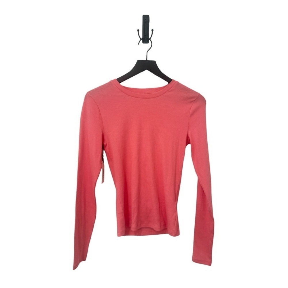 NEW ARITZIA TNA Homestretch Rib Crew Long Sleeve in Dreamhouse Pink
